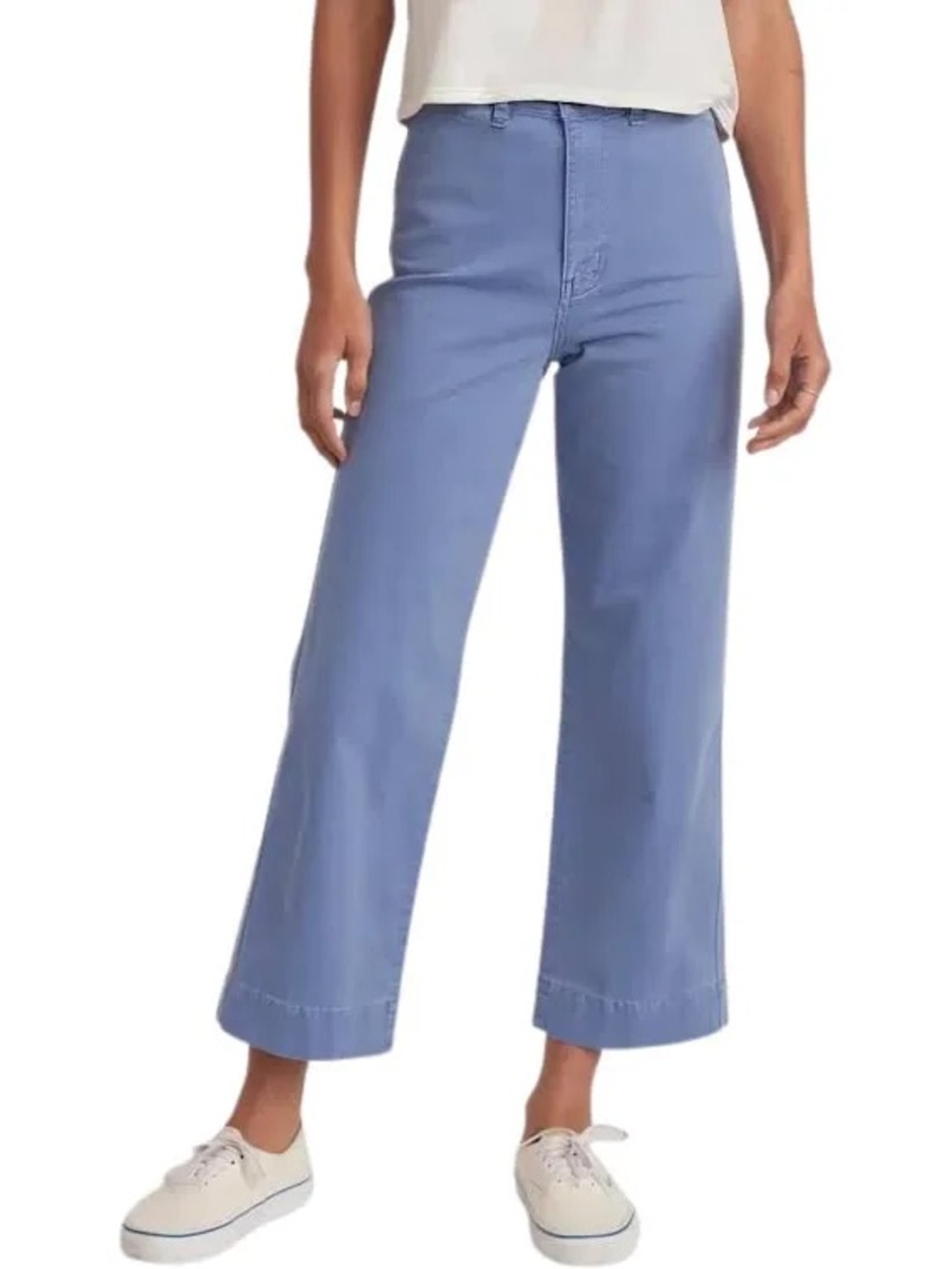 Marine Layer Bridget Wide Leg Crop Pants Blue Size 10 High Rise Cotton Blend - Picture 2 of 10